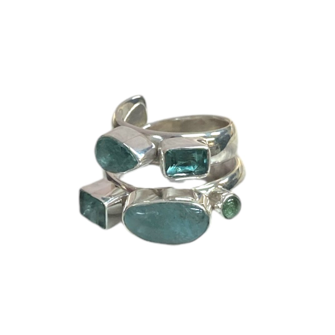 Apatite Cluster Silver Ring