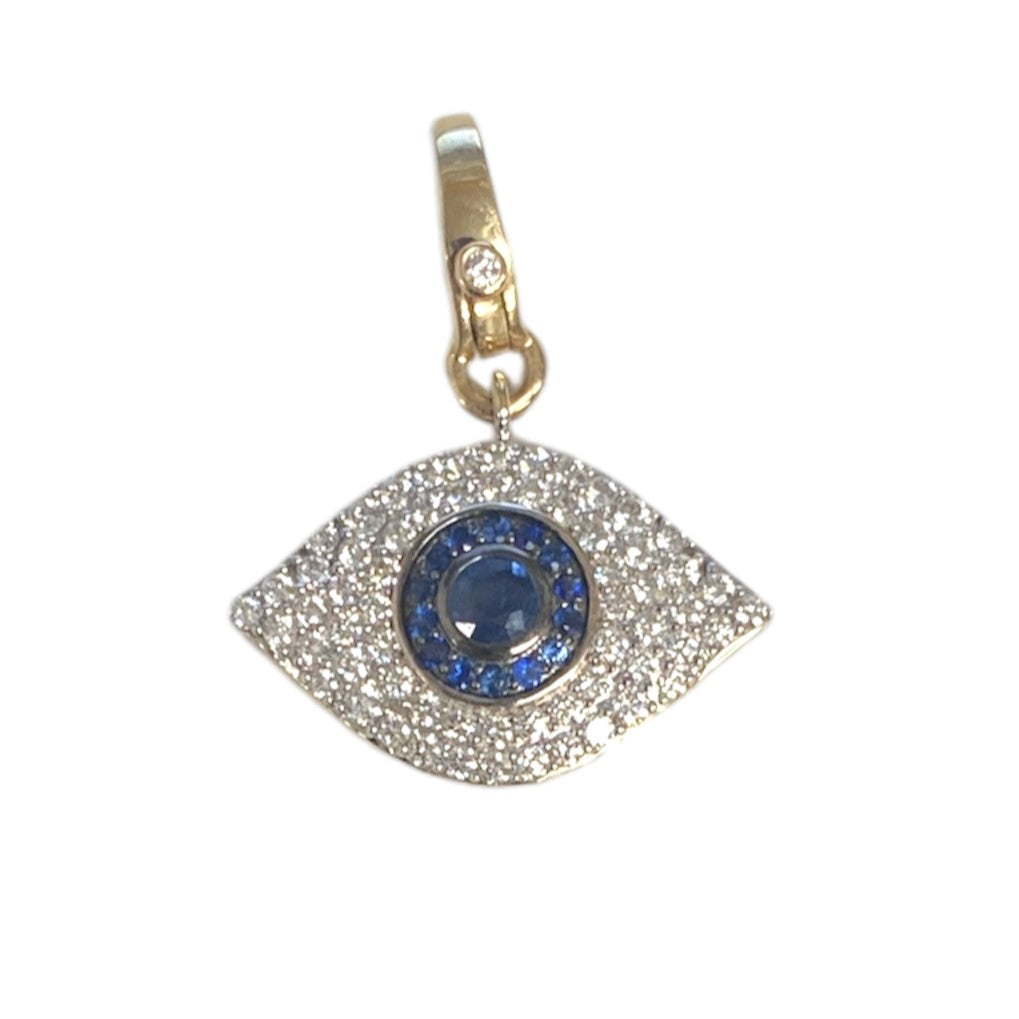 Diamond & Blue Sapphire Evil Eye Charm