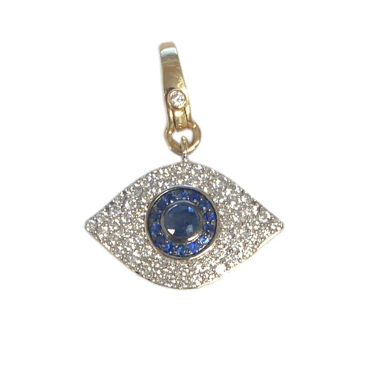 Diamond & Blue Sapphire Evil Eye Charm