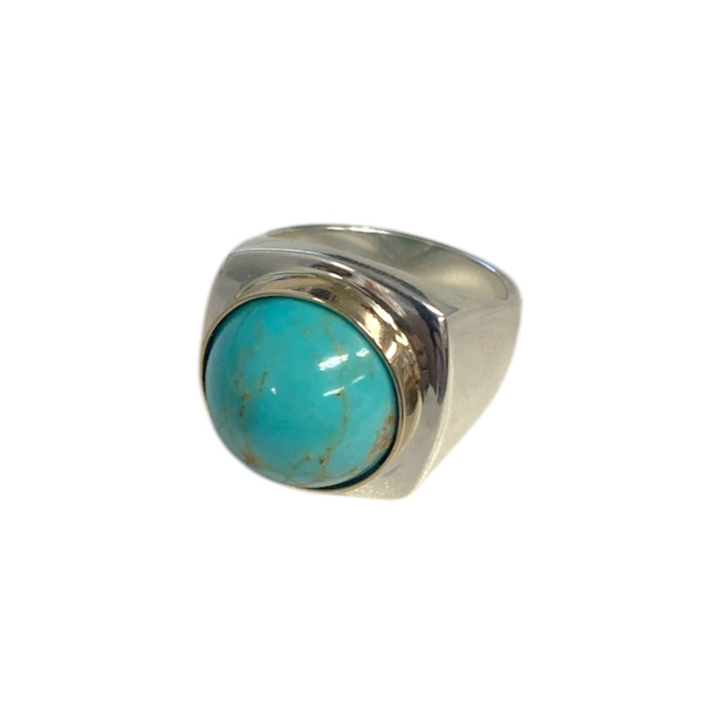 Turquoise Cabochon Mixed Metal Ring