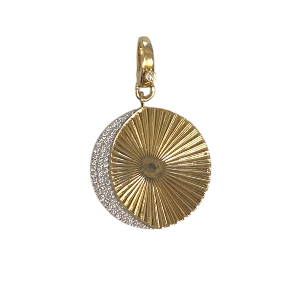 Sun & Moon Diamond Disc Pendant
