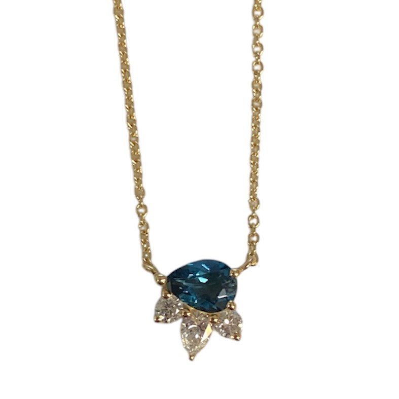 London Blue Topaz & Diamond Cluster Necklace