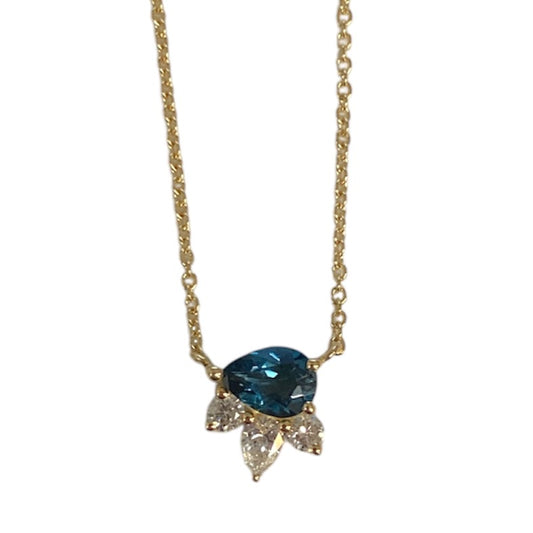 London Blue Topaz & Diamond Cluster Necklace