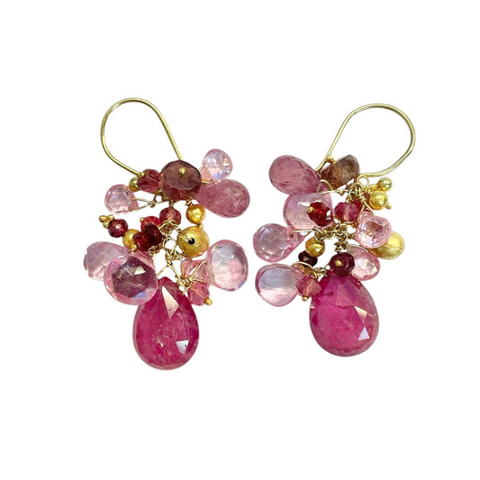 Pink Quartz, Rubellite Tourmaline & Pink Tourmaline Earrings