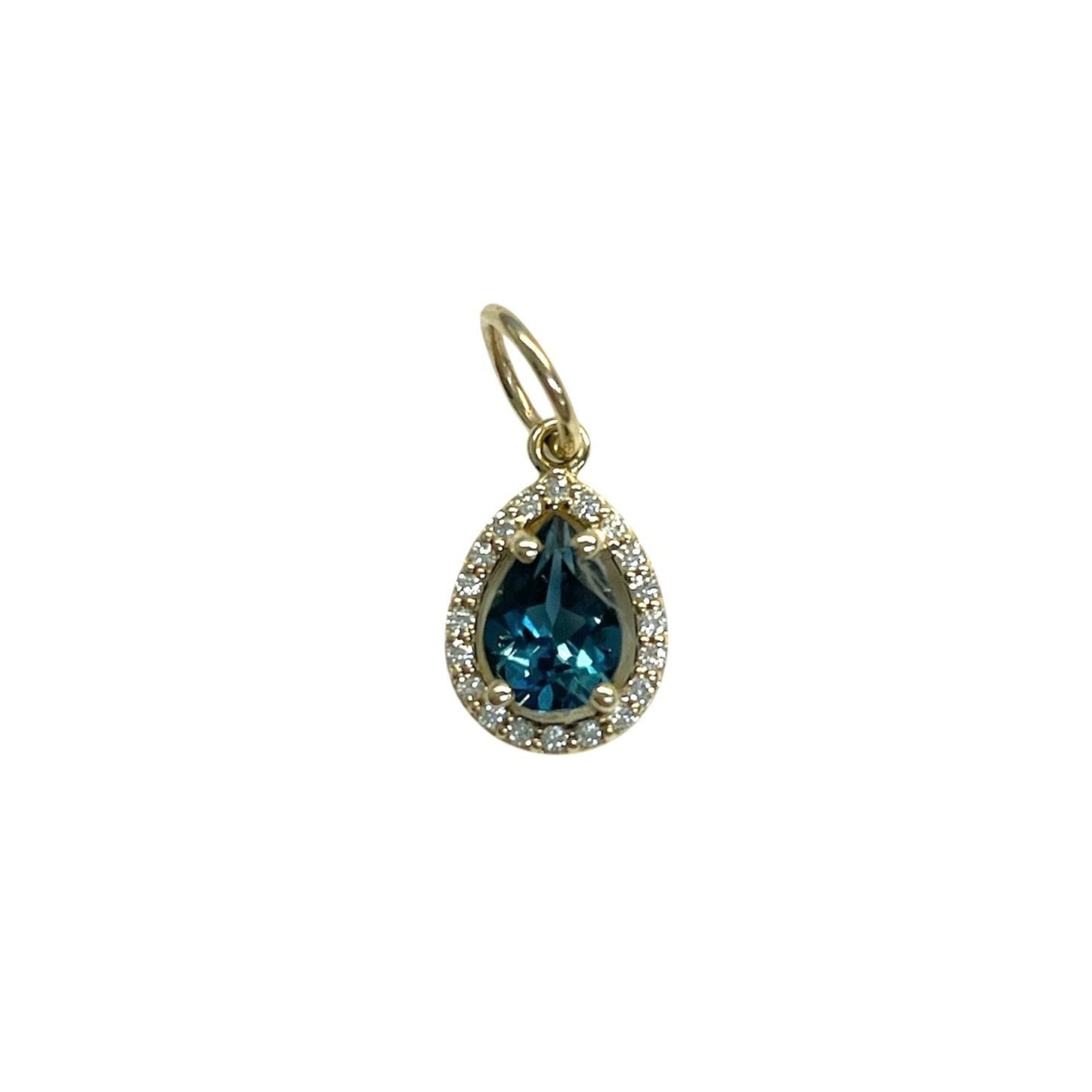 London Blue Topaz & Diamond Halo Pendant