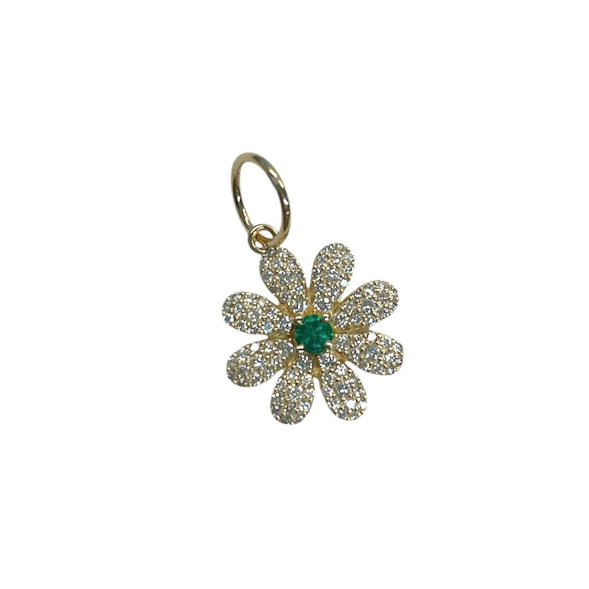 Diamond & Emerald Flower Charm