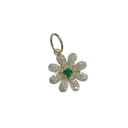 Diamond & Emerald Flower Charm