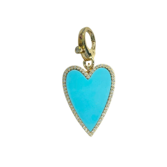 Diamond & Turquoise Pave Heart Pendant