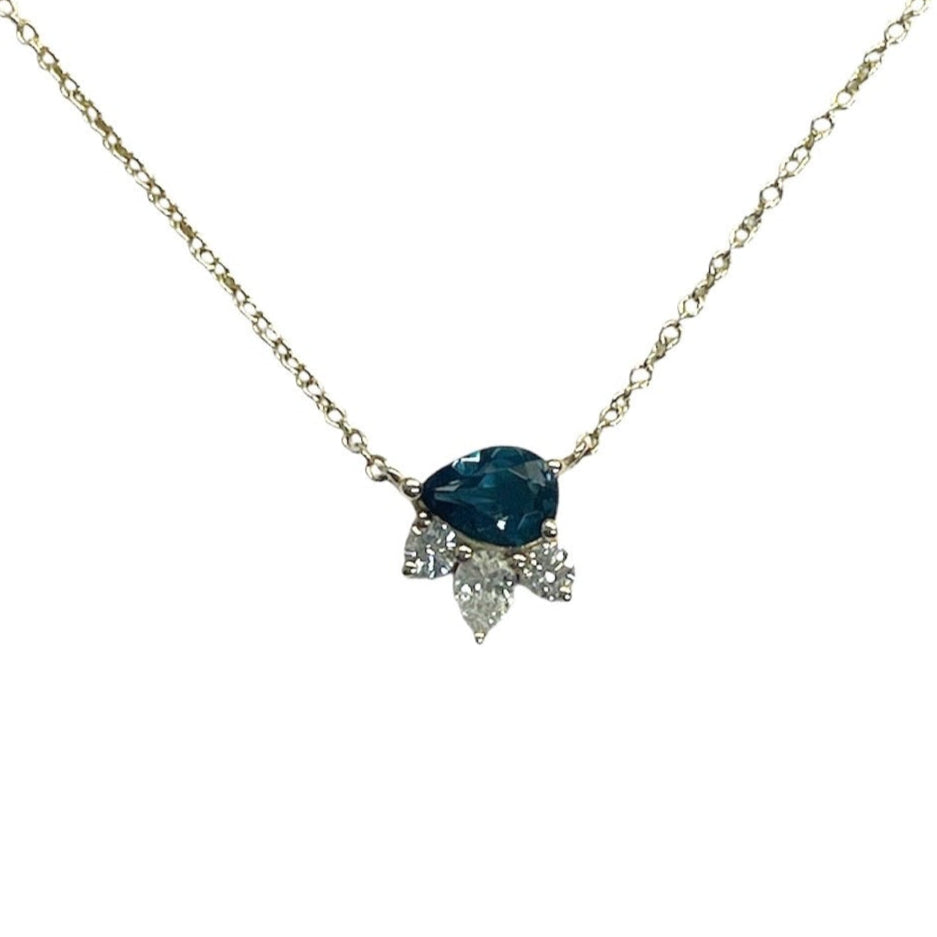 London Blue Topaz & Diamond Cluster Necklace