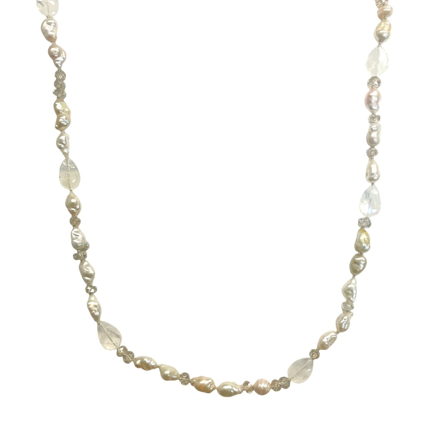 Pearl and Moonstone Bead Necklace