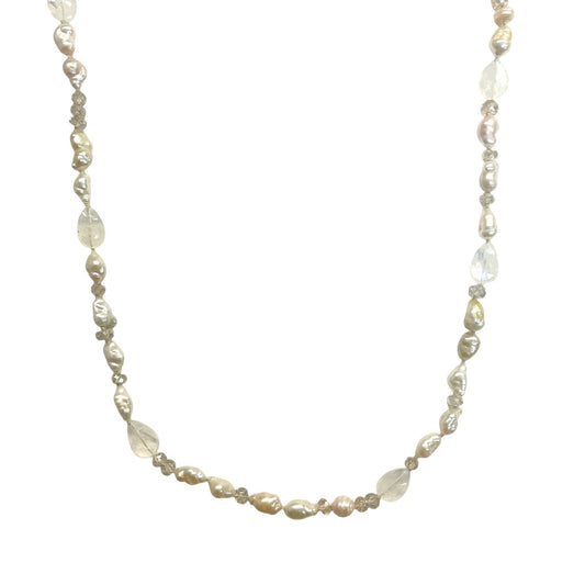 Pearl and Moonstone Bead Necklace