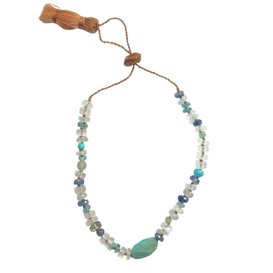Rainbow Moonstone, Tanzanite & Turquoise Accent Bracelet