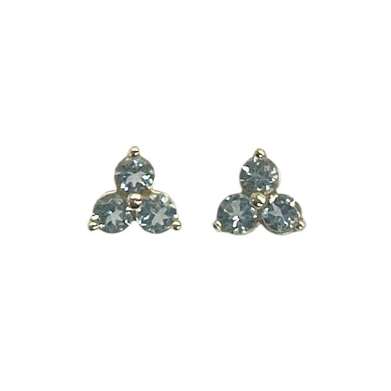 Triple Prong Aquamarine Earrings