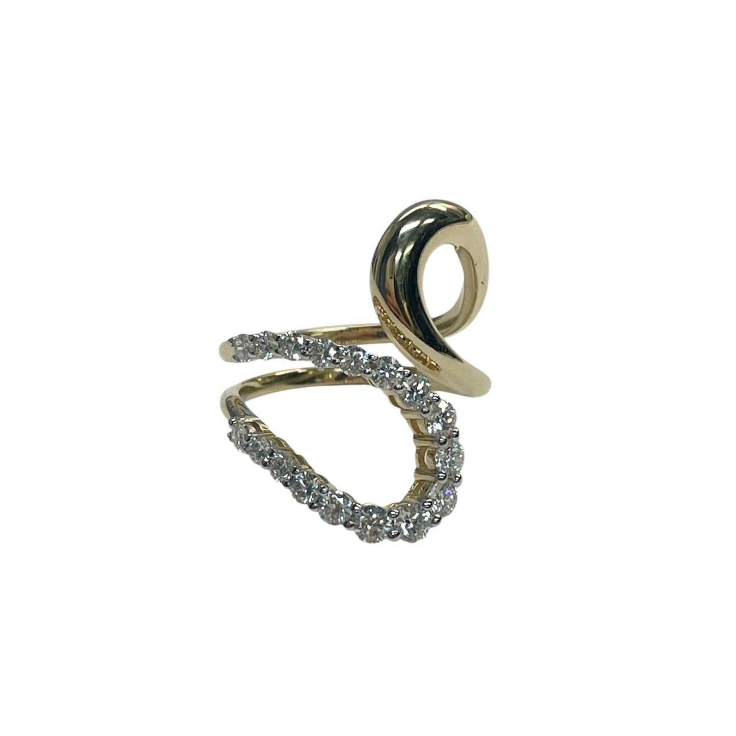 Gold and Diamond Wave Bypass Ring