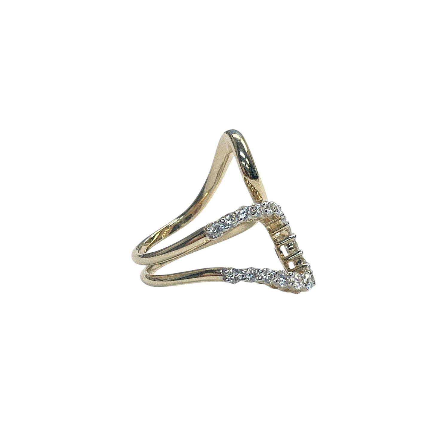 Gold and Diamond Wave Bypass Ring