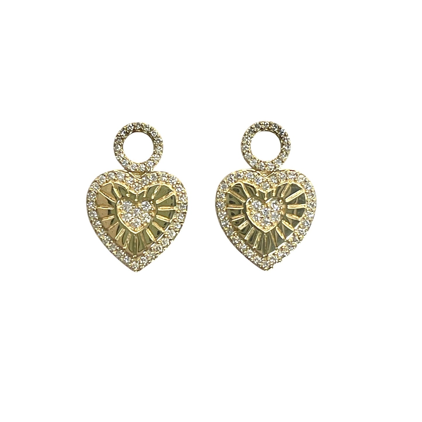 Heart Earring Charms with Diamonds