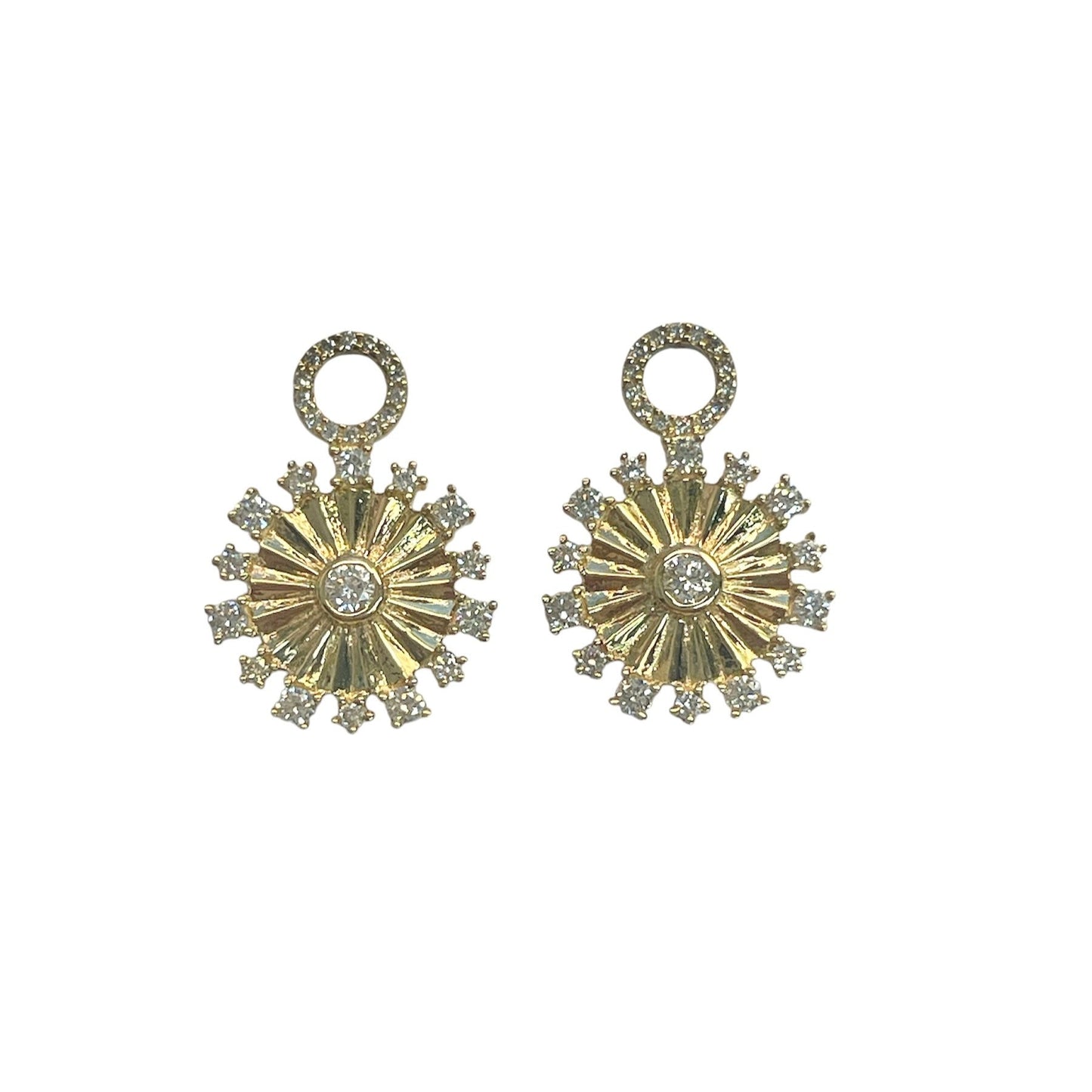 Fluted Disc and Diamond Earring Charms