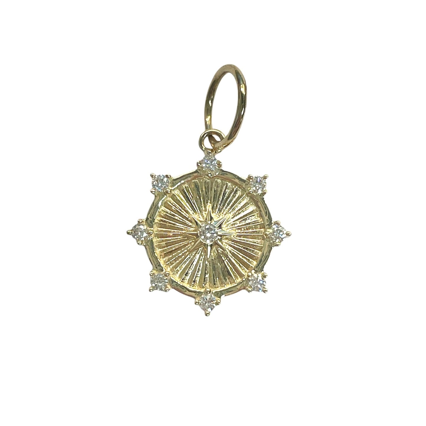 Fluted Disc and Diamond Pendant