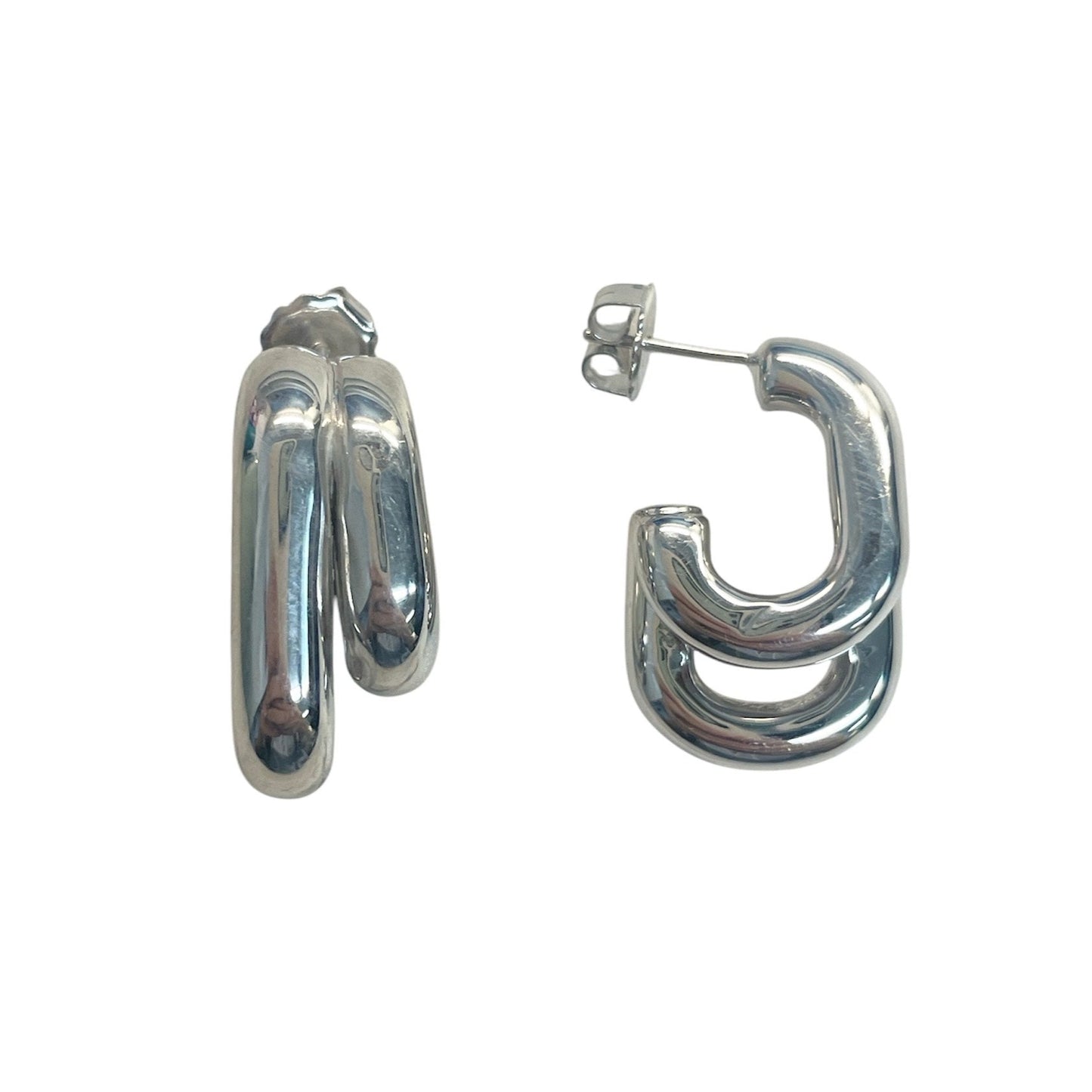 Sterling Silver Double Tube Earrings