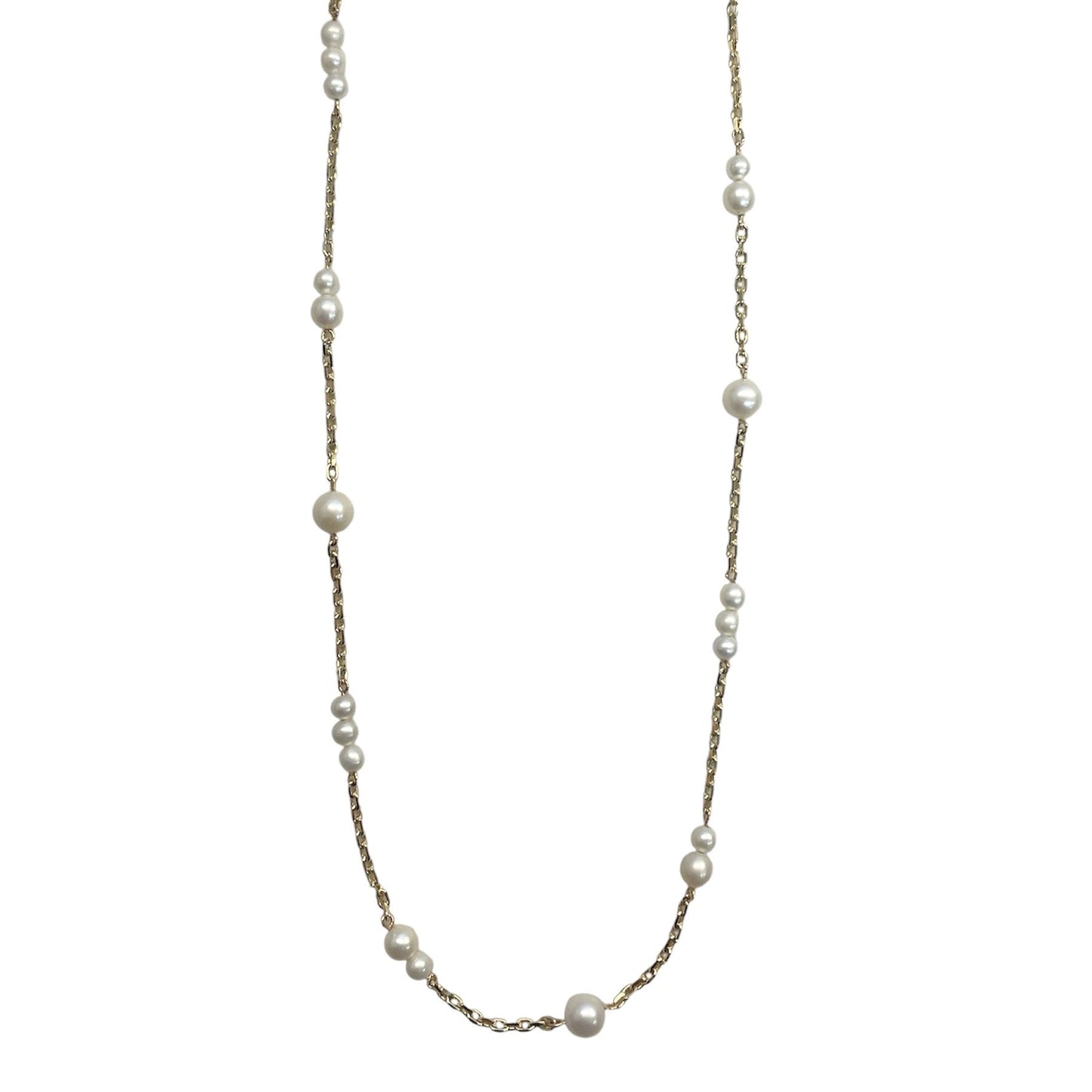Tin Cupped Wire Wrapped Pearl Necklace
