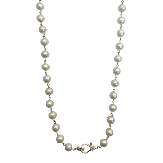 Pearl Necklace with Diamond Clasp