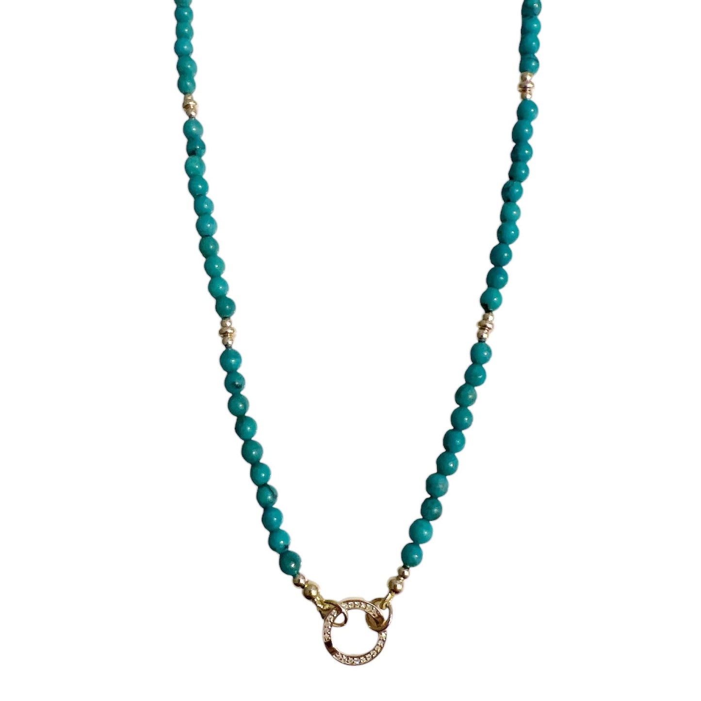 Turquoise Beaded Necklace with Diamond Enhancer