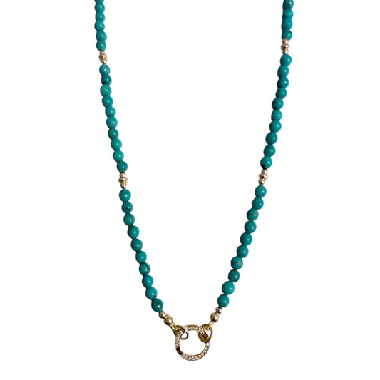 Turquoise Beaded Necklace with Diamond Enhancer