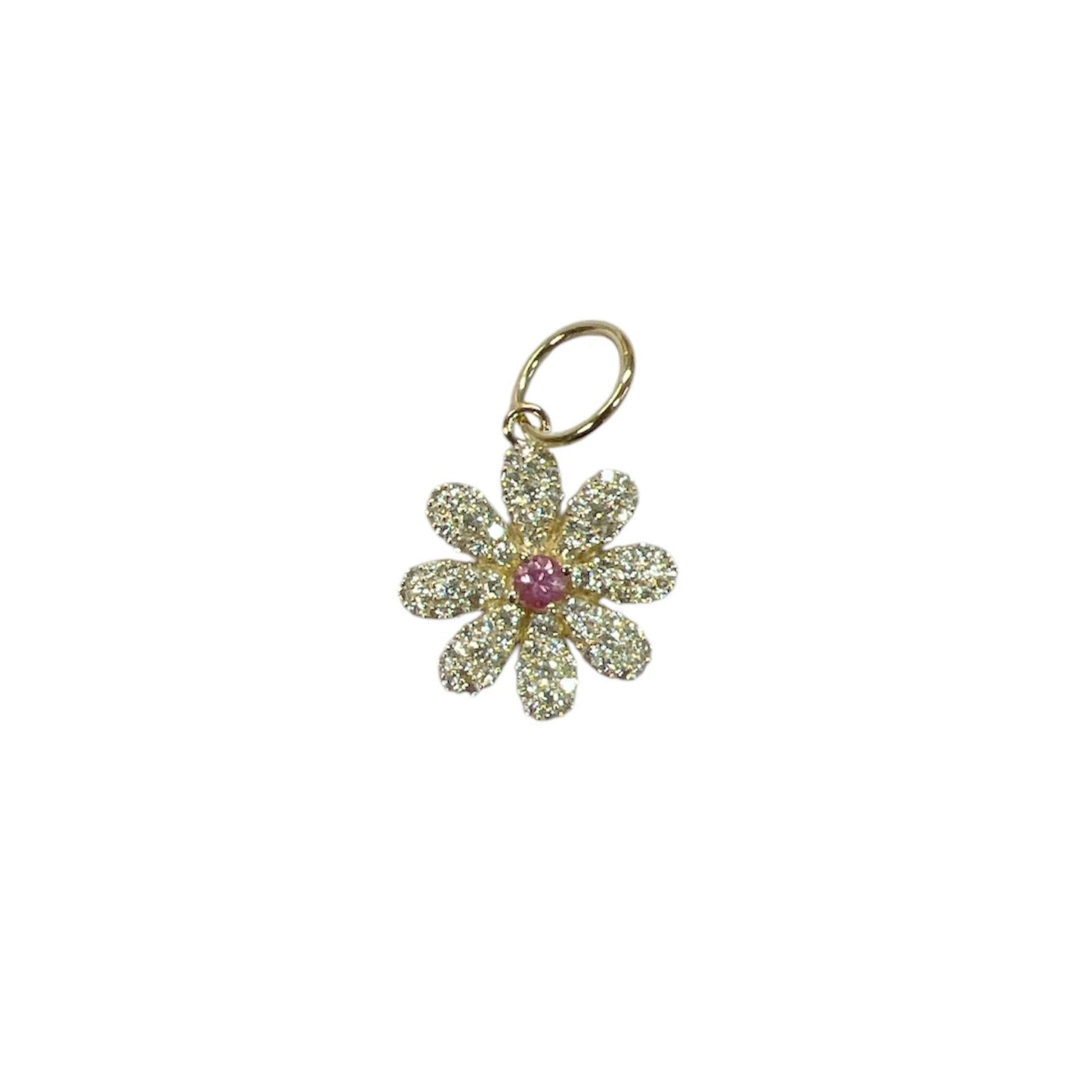 Diamond & Pink Sapphire Flower Charm