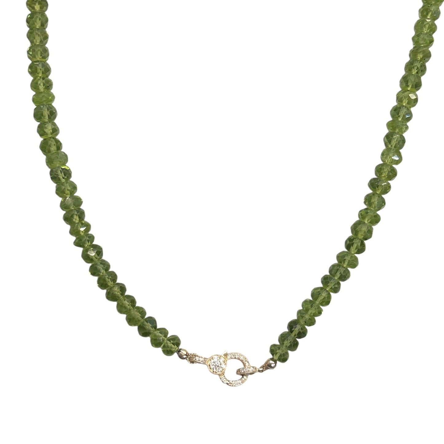 Peridot Necklace with Diamond Enhancer