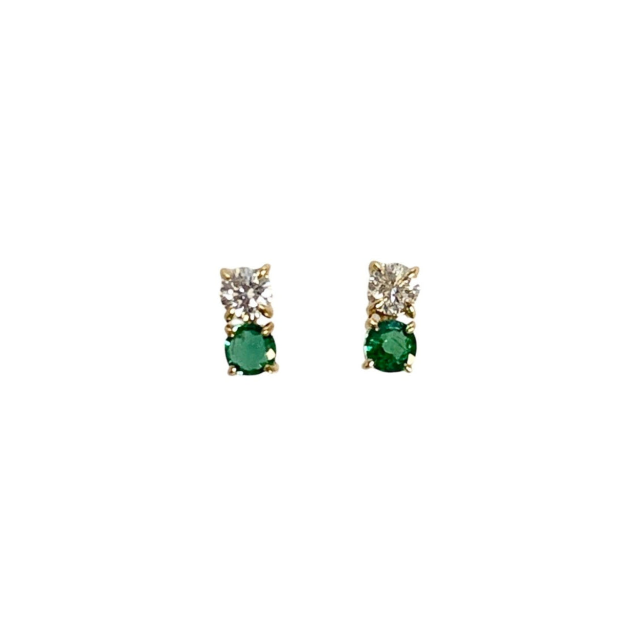 Diamond & Emerald Duo Studs