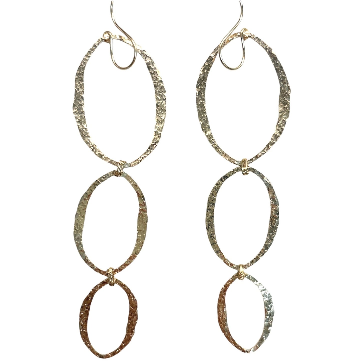 3 Hammered Oval Dangle Earrings