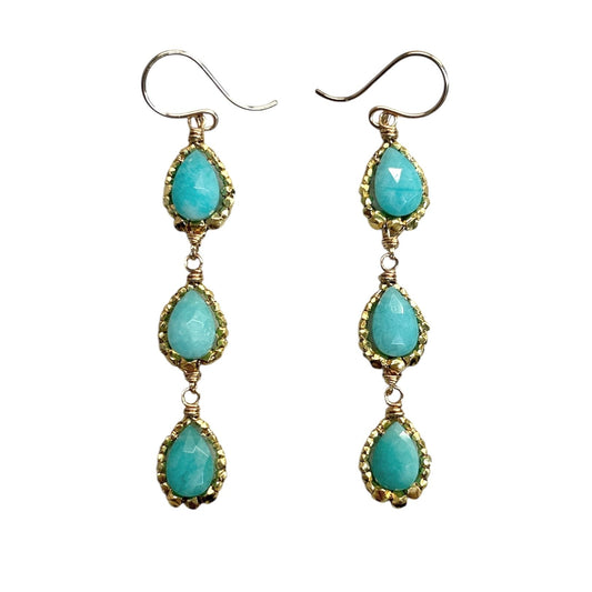 Amazonite Tear Drop Earrings