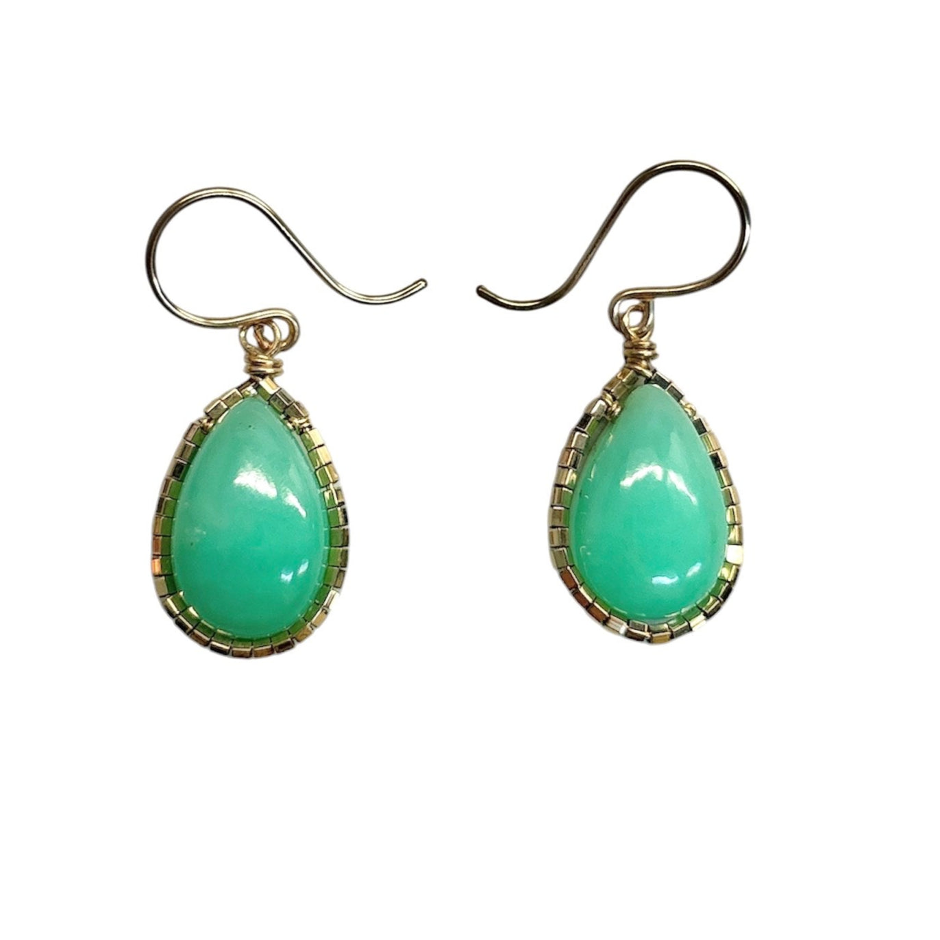Tear Drop Chrysoprase Earrings