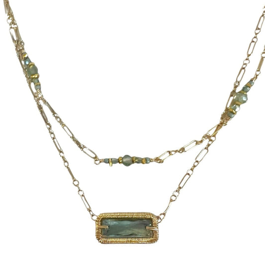 Double Strand Green Quartz Necklace