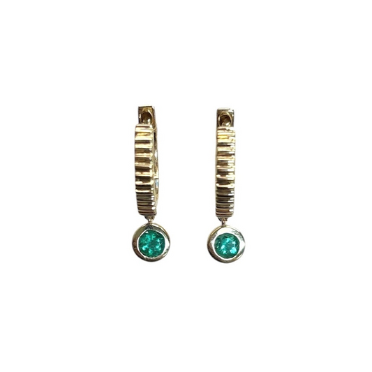 Emerald Dangle Huggies