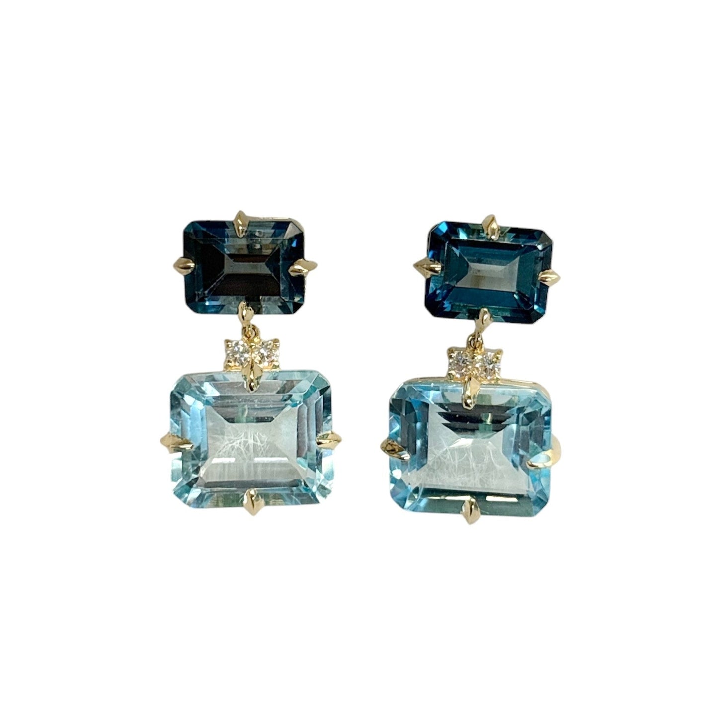 Diamond, Blue Topaz & London Blue Topaz Earrings