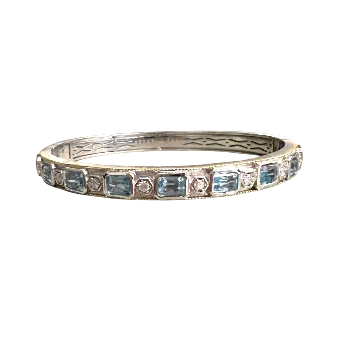 Mixed Metal Sky Blue Topaz & Diamond Bracelet