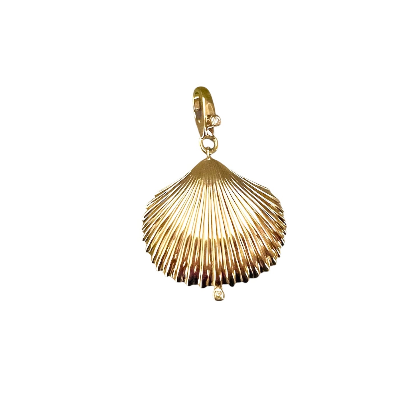 Shell Locket & Diamond Bezel Pendant