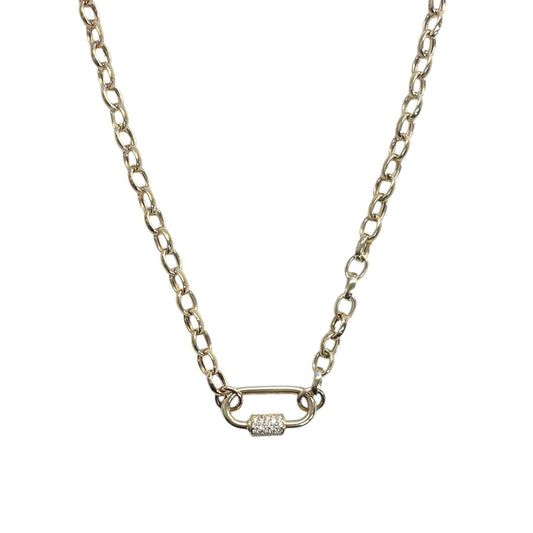 Elongated Rolo Chain with Diamond Carabiner Enhancer