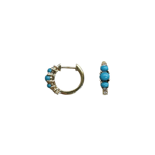 Diamond & Sleeping Beauty Turquoise Huggies