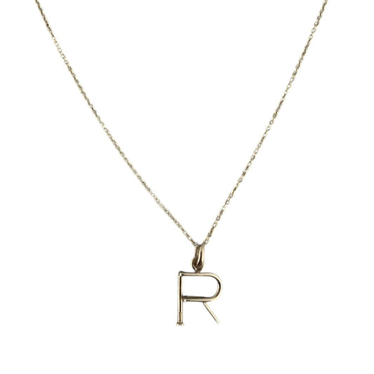 Nail Initial "R" Necklace