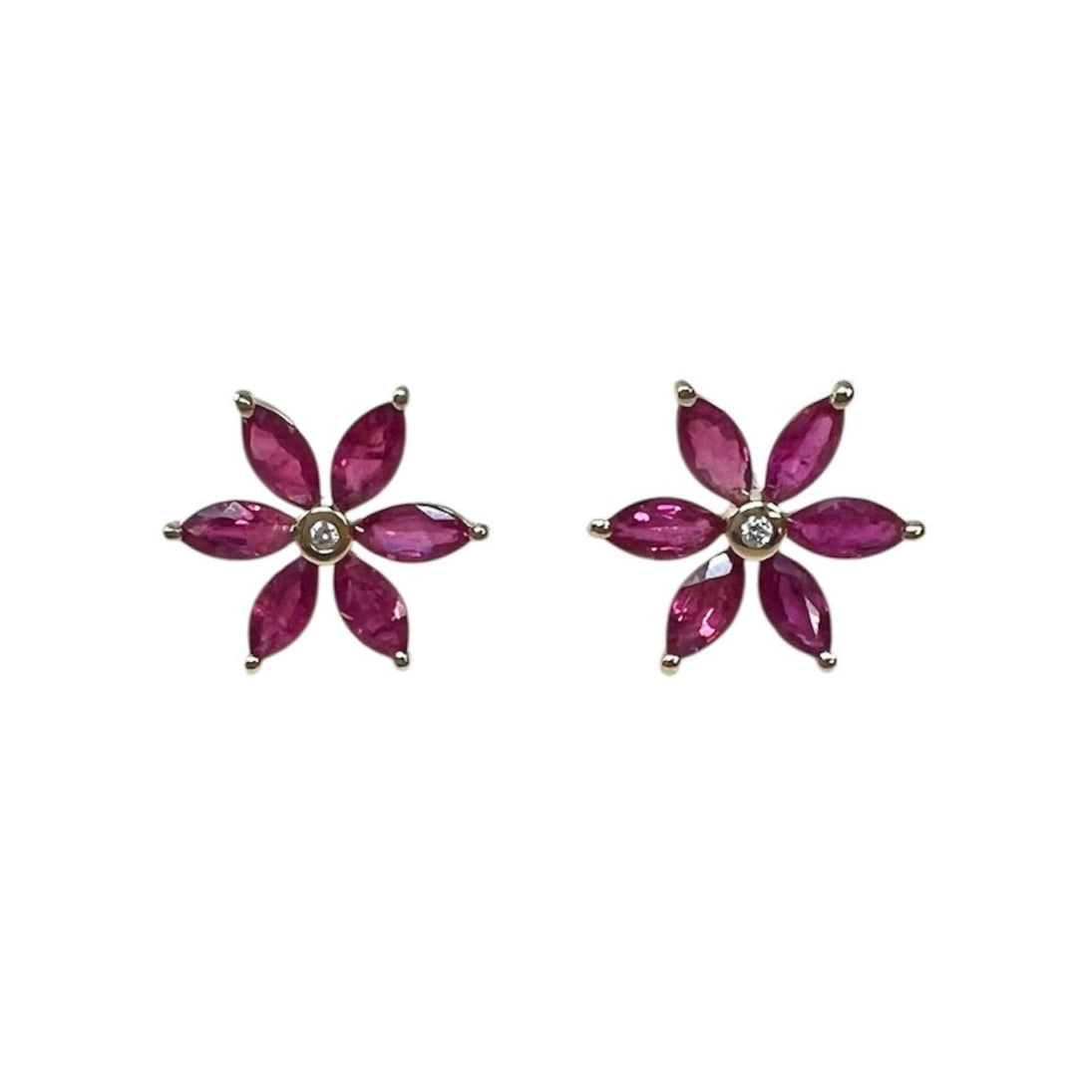 Ruby Flower Studs