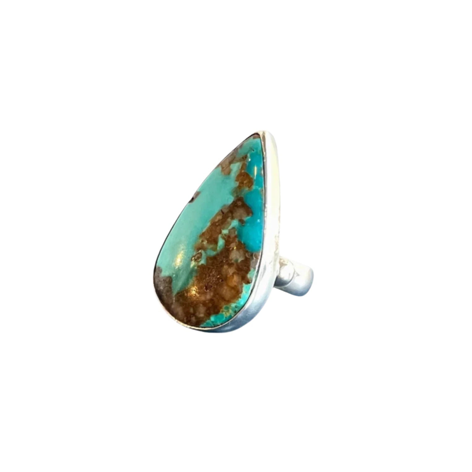 Persian Turquoise Ring – 14k White Gold, 6.21 TCW, Size 6