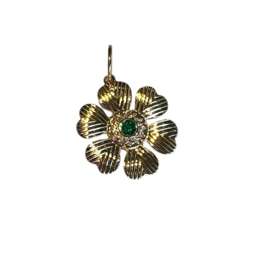 Emerald & Diamond Flower Pendant