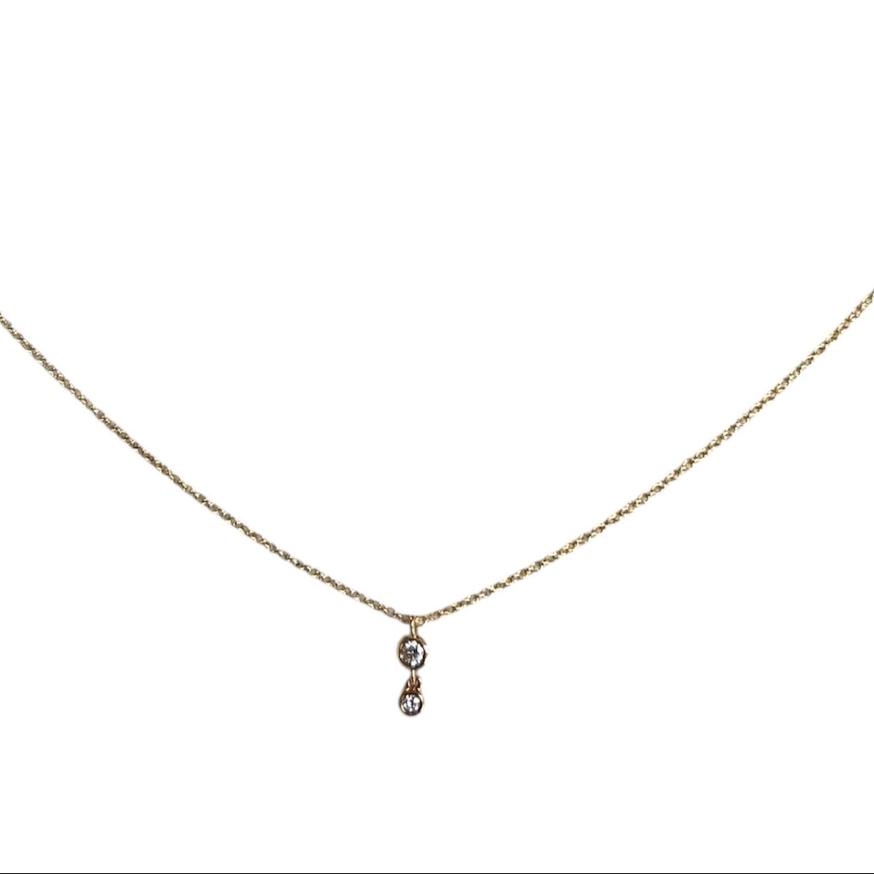Diamond Bezel Drop Mini Lariat Necklace