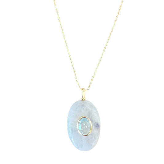 Rainbow Moonstone and Blue Topaz Vermeil Necklace