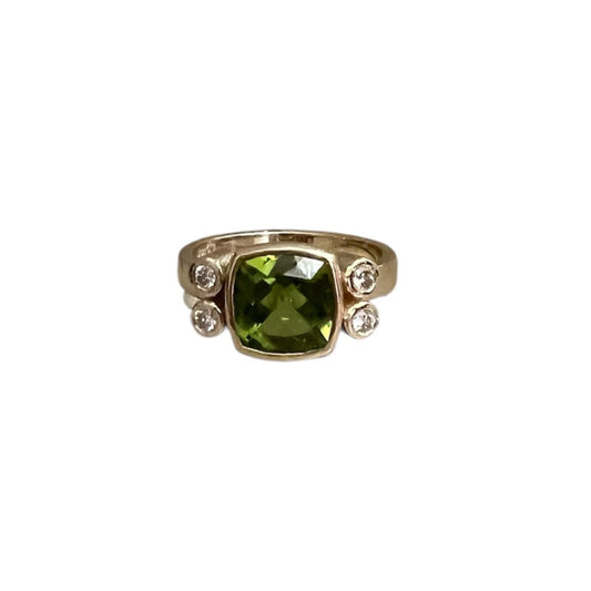 Peridot and Diamond Accent Ring