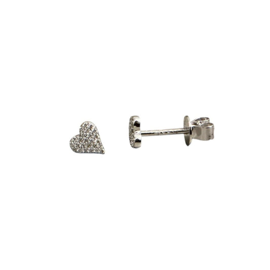 Diamond Heart Stud Earrings