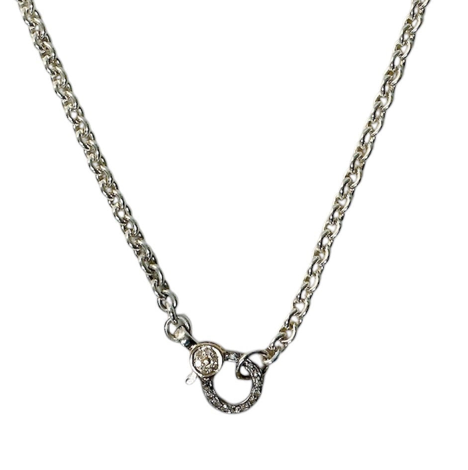 Sterling Silver Chain with Oxidized Diamond Clasp
