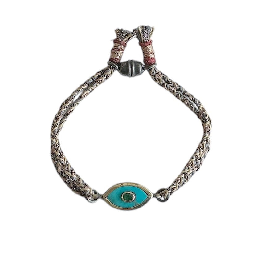 Turquoise and Emerald Mini Evil Eye Bracelet